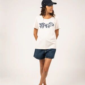 Saint James SANDY Tee with Embossed Flower Embroidery | 100% Cotton size 6